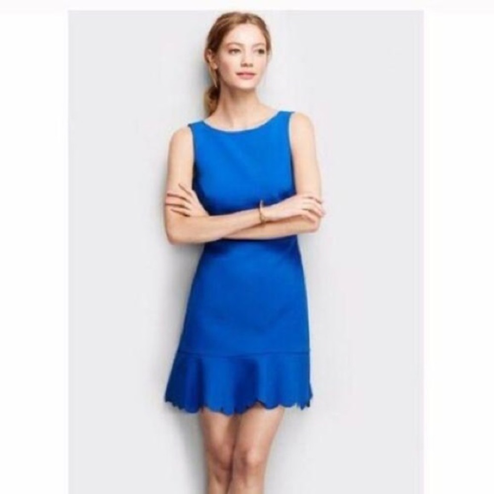 J. Crew Factory Blue Scallop Hem Dress - Size 0
